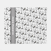 名前、黒い灰色の忍者パターン毛布 フリースブランケット (正面(横))