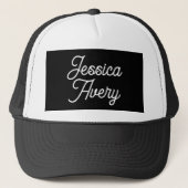 名前 |黒のエレガントヴィンテージホワイトスクリプト キャップ (正面)