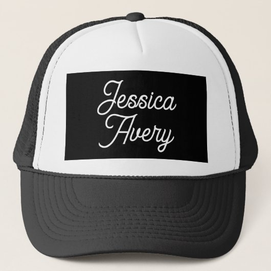 名前 |黒のエレガントヴィンテージホワイトスクリプト キャップ (正面)