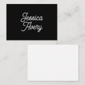 名前 |黒のエレガントヴィンテージホワイトスクリプト ノートカード (正面/裏面)