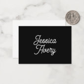名前 |黒のエレガントヴィンテージホワイトスクリプト ノートカード (正面/裏面インサイチュ)
