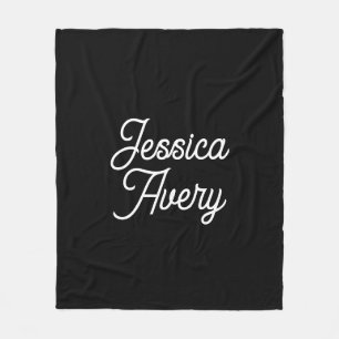 名前  黒のエレガントヴィンテージホワイトスクリプト フリースブランケット