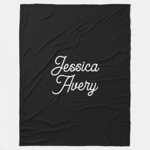 名前  黒のエレガントヴィンテージホワイトスクリプト フリースブランケット
