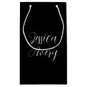 名前 |黒エレガントの編集可能な白のスクリプト スモールペーパーバッグ (裏面)