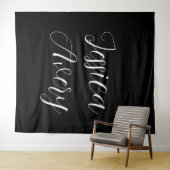 名前 |黒エレガントの編集可能な白のスクリプト タペストリー (インサイチュ(横))