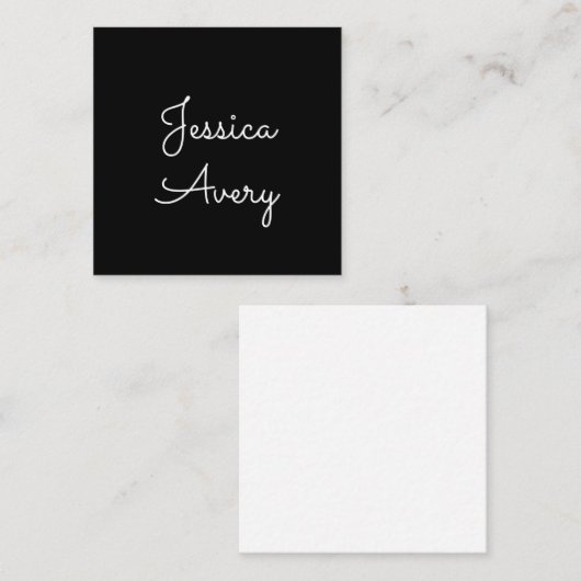 名前 |黒クールの編集可能な白のスクリプト ノートカード (正面/裏面)