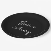 名前 |黒クールの編集可能な白のスクリプト ペーパープレート (アングル)