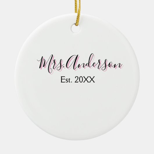 名前 黒 ピンク 最後 姓 現代風 イエス セラミックオーナメント (正面)