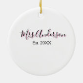 名前 黒 ピンク 最後 姓 現代風 イエス セラミックオーナメント (裏面)