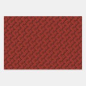 名前(黒)赤いハートパターン | パーソナライズ ラッピングペーパーシート (正面3)