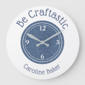 名前, 10.75インチBe Craftasticブルーデニムラウンド ラージ壁時計 (正面)