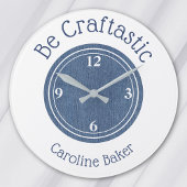 名前， 10.75インチBe Craftasticブルーデニムラウンド ラージ壁時計