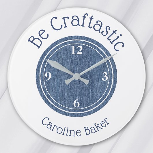名前, 10.75インチBe Craftasticブルーデニムラウンド ラージ壁時計