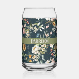 名前， 1600sエレガントスチルライフ花模様オックスフォードブルー ガラス缶