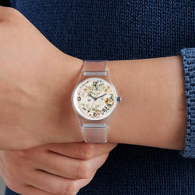 名前、1600sオランダ花模様、シリコ澄んンウォンズ 腕時計 (クリエイターアップロード済み)