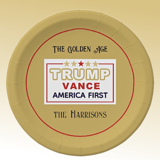 名前， 2025 Trump-Vance America First, 7-in Round ペーパープレート