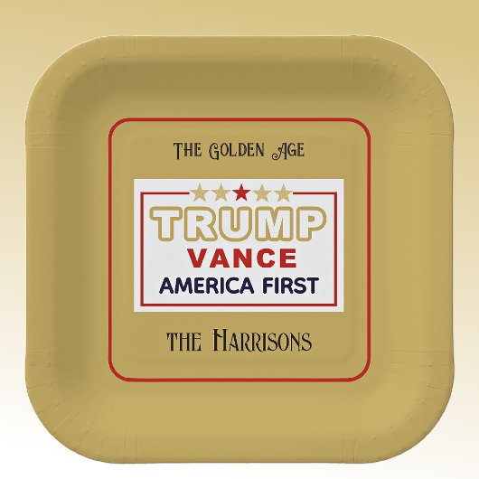 名前， 2025 Trump-Vance America First, 7-in Square ペーパープレート