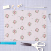 名前、3つのティッシュシート、ピンクポインセチア模様 薄葉紙 (クラフト)