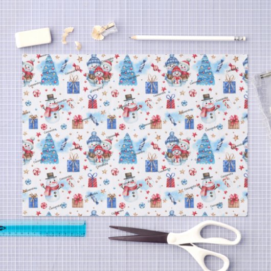 名前、3シートティッシュペーパーお洒落クリスマス 薄葉紙 (クラフト)