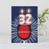 名前、32番目の誕生日パーティーの招待、ワインの追加 招待状 (スタンド正面)