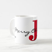 名前、7月の誕生石ルビーレッド | メリークリスマス コーヒーマグカップ (正面左)