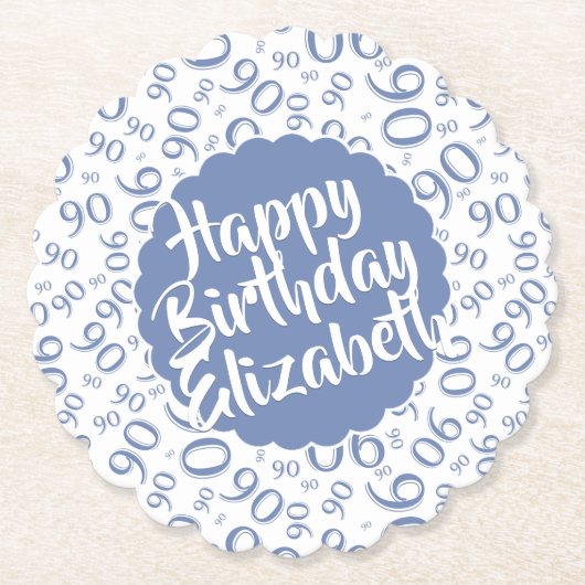 名前: 90番目の誕生日乱数パターン青 ペーパーコースター (正面)