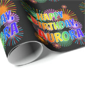 名前 "AURORA"、お祝い "HAPPY BIRTHDAY" ラッピングペーパー (ロールコーナー)