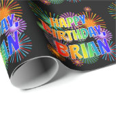 名前 "BRIAN"、お祝い "HAPPY BIRTHDAY" ラッピングペーパー (ロールコーナー)