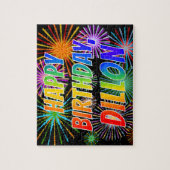 名前「DILLON」、お祝い「HAPPY+BIRTHDAY」 ジグソーパズル (縦)