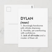名前:Dylan 編集可能 カスタムネーム ポストカード (正面/裏面)