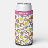 名前、Groovy、レトロ90s、白 スリム缶クーラー (Seltzer正面)