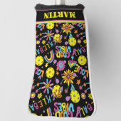 名前、Groovy、レトロ90s、黒 ゴルフヘッドカバー (回転90)