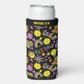 名前、Groovy、レトロ90s、黒 スリム缶クーラー (Seltzer正面)