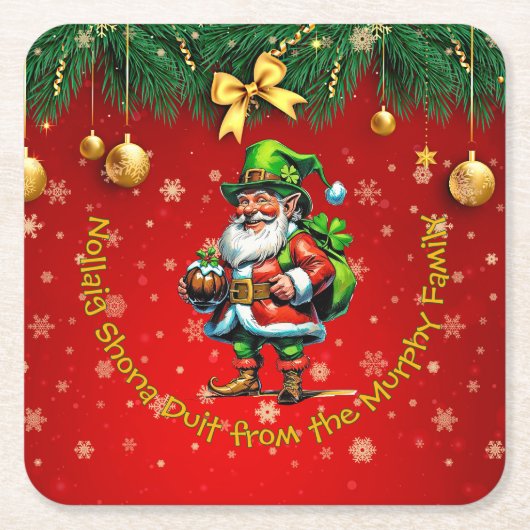 名前 – Irish Nollaig Shona Duit Merry Christmas スクエアペーパーコースター (正面)