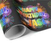 名前 "JASE", お祝い "HAPPY BIRTHDAY" ラッピングペーパー (ロールコーナー)