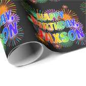 名前 "JAXSON", お祝い "HAPPY BIRTHDAY" ラッピングペーパー (ロールコーナー)