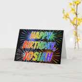 名前 "JOSIAH" お誕生日おめでとう "HAPPY BIRTHDAY" カード (黄色い花)