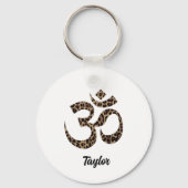 名前、Leopard Print Omシンボル2-inアルミニウム キーホルダー (正面)