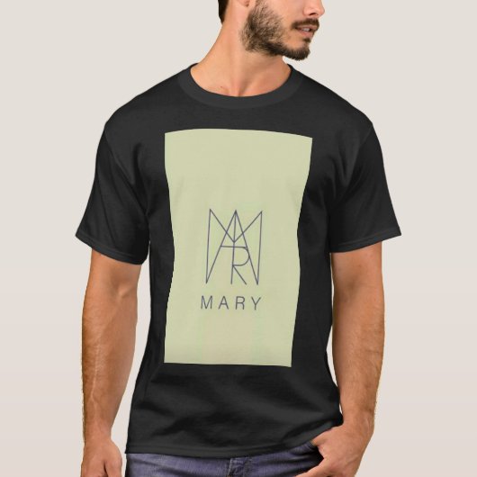 名前「Mary」デザインの黒いTシャツ Tシャツ (正面)