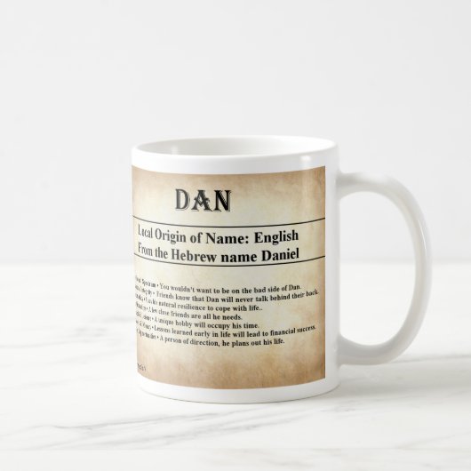 名前(Name)意味(Mug - Dan) コーヒーマグカップ (右)