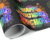 名前 "NICHOLE"、お祝い "HAPPY BIRTHDAY" ラッピングペーパー (ロールコーナー)