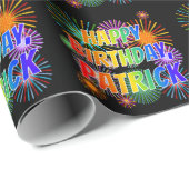 名前「PATRICK」、楽しい「HAPPY+BIRTHDAY」 ラッピングペーパー (ロールコーナー)