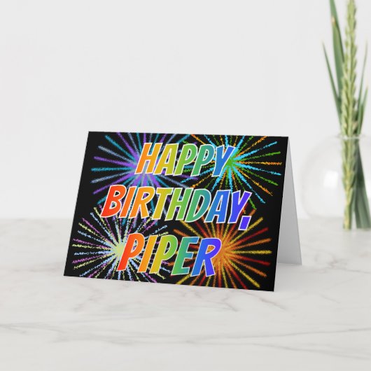 名前「PIPER」お誕生日おめでとう カード (正面)