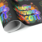 名前 "SCOTT" お祝い "HAPPY BIRTHDAY" ラッピングペーパー (ロールコーナー)