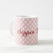 名前、Sippin' Pretty ピンクのタフト柄 11oz コーヒーマグ コーヒーマグカップ (正面左)