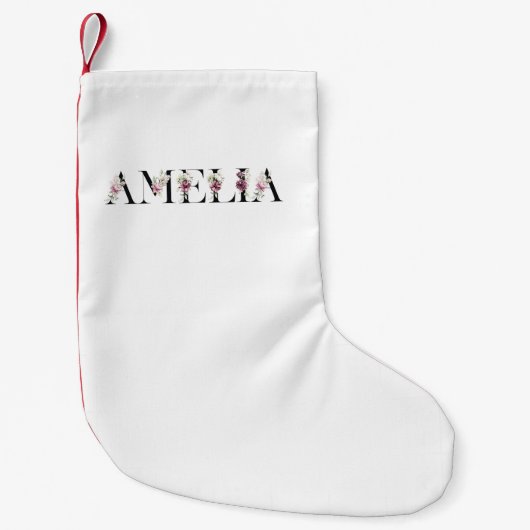 名前Amelia スモールクリスマスストッキング (正面)