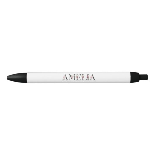 名前Amelia 黒ボールペン (正面)