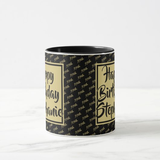 名前Any Age Random Number Pattern Black/金ゴールド マグカップ (中央)