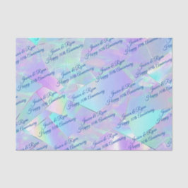 名前Any Year Anniversary Blue Script Iridescent 薄葉紙