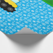 名前backhoe sky blue christmas snowflakes ラッピングペーパー (角)